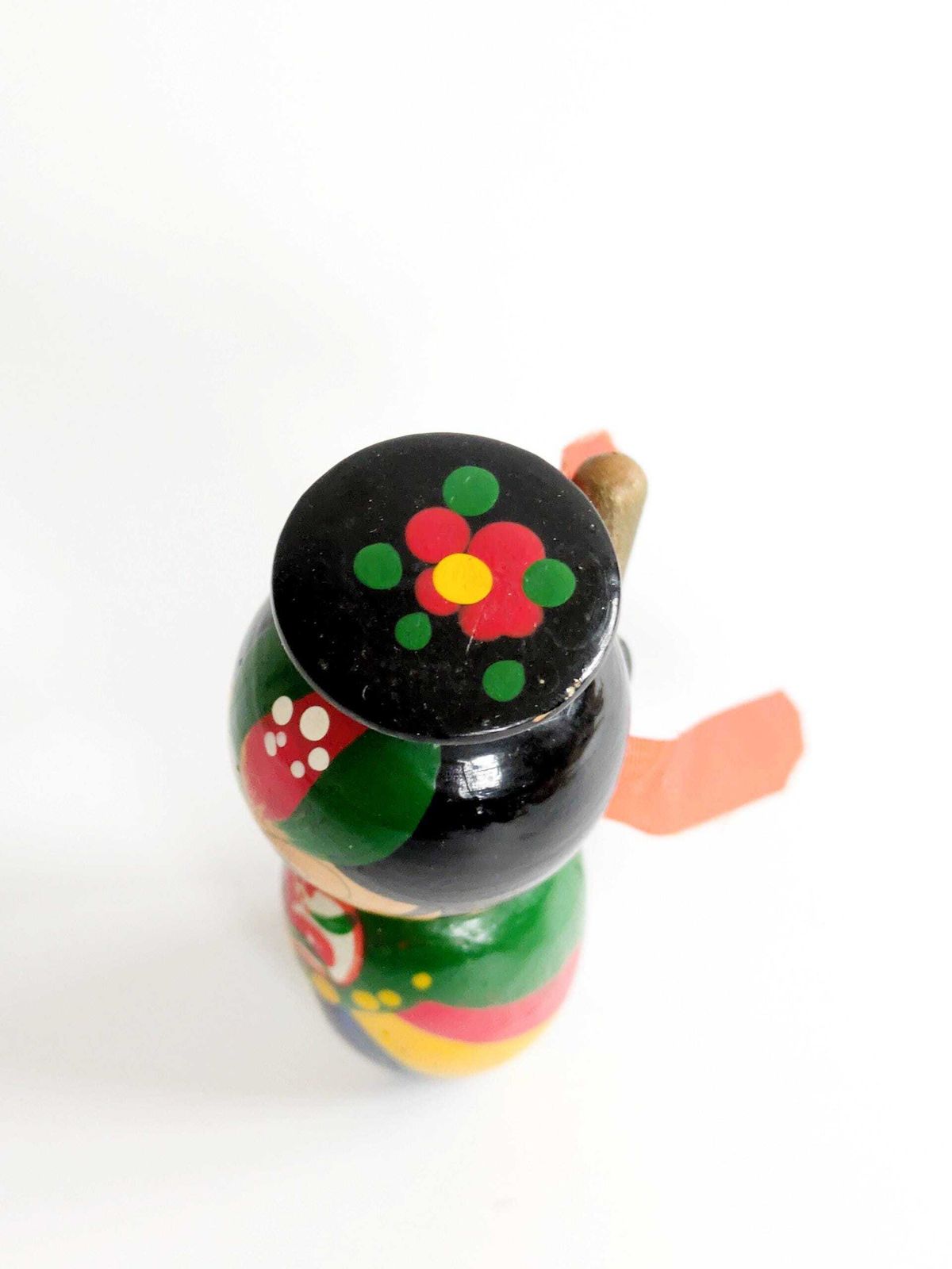 Vintage Kokeshi Style Bobblehead Doll Bride, Korean Hand Painted Wooden Nodder Bride Figurine photo vinterior