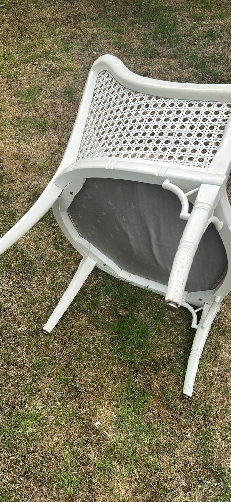 A Pair Of Vintage White Armchairs   Faux Bamboo And Cane Barrel photo Furniture