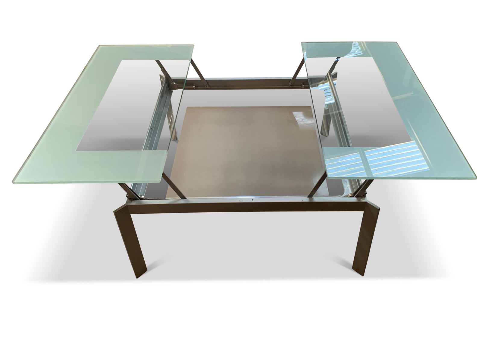 Knoll Design Metamorphic Modernist Square Metamorphic Extending Glass And Steel Coffee Table photo 1500.0