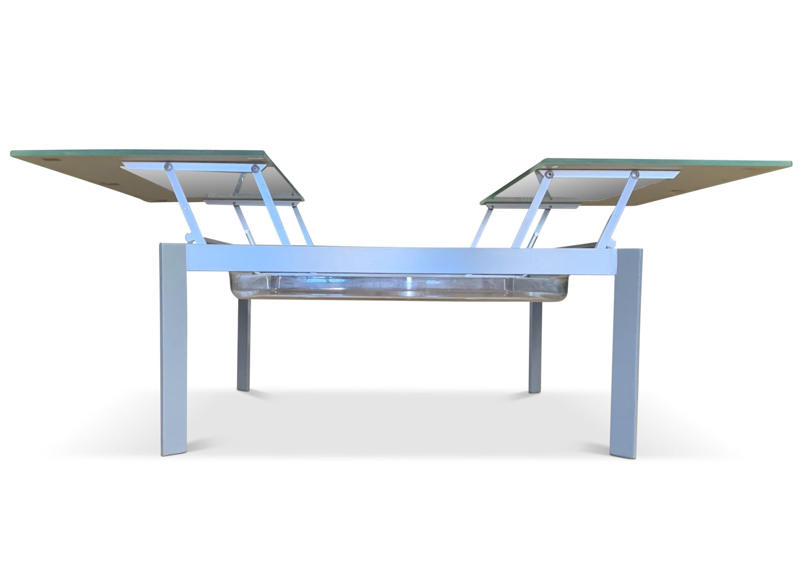 Knoll Design Metamorphic Modernist Square Metamorphic Extending Glass And Steel Coffee Table photo Furniture