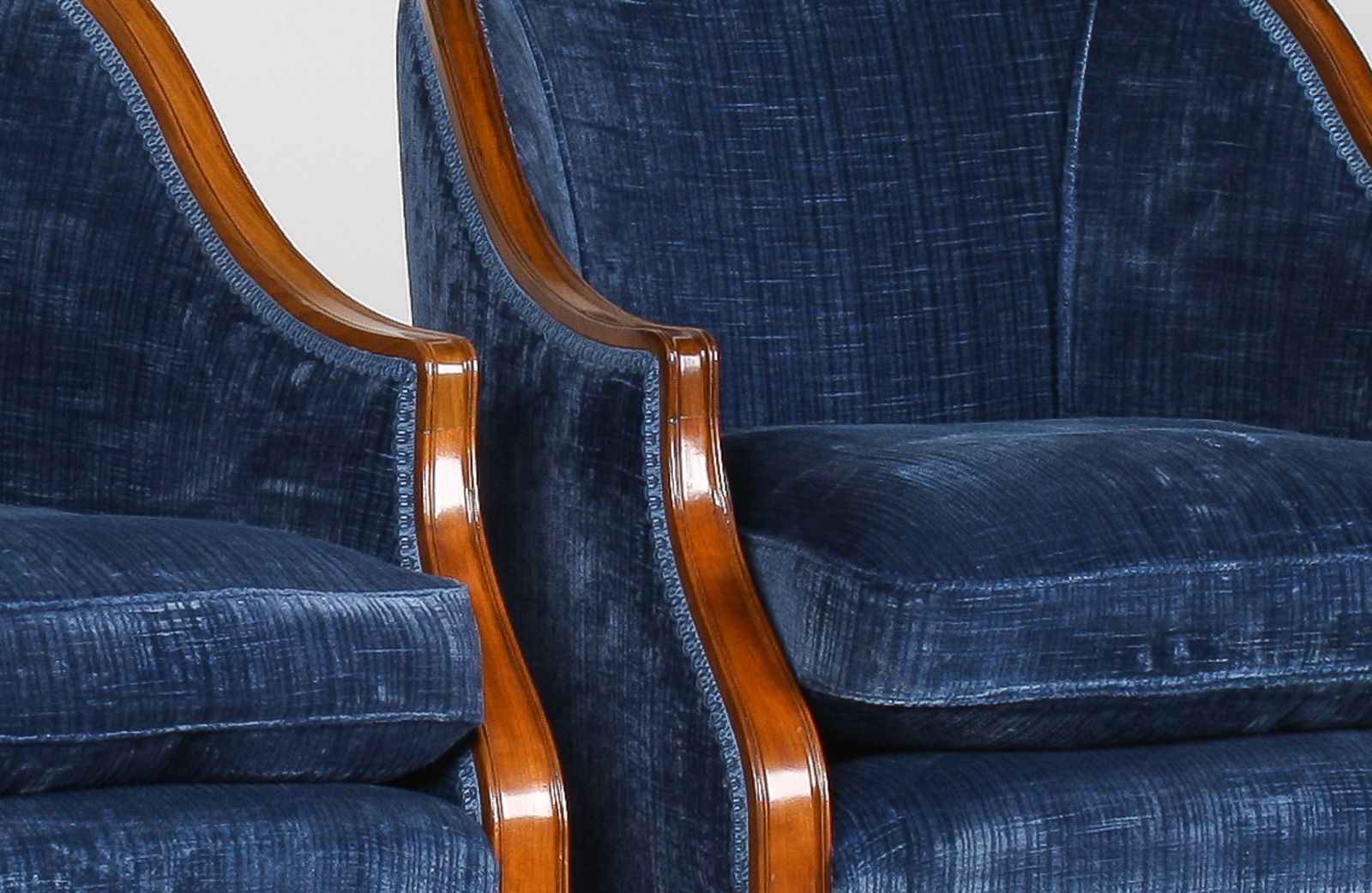A Exquisite Pair Of Tub Chairs In Royal Blue By Fine Furniture Maker Arthur Brett photo furniture