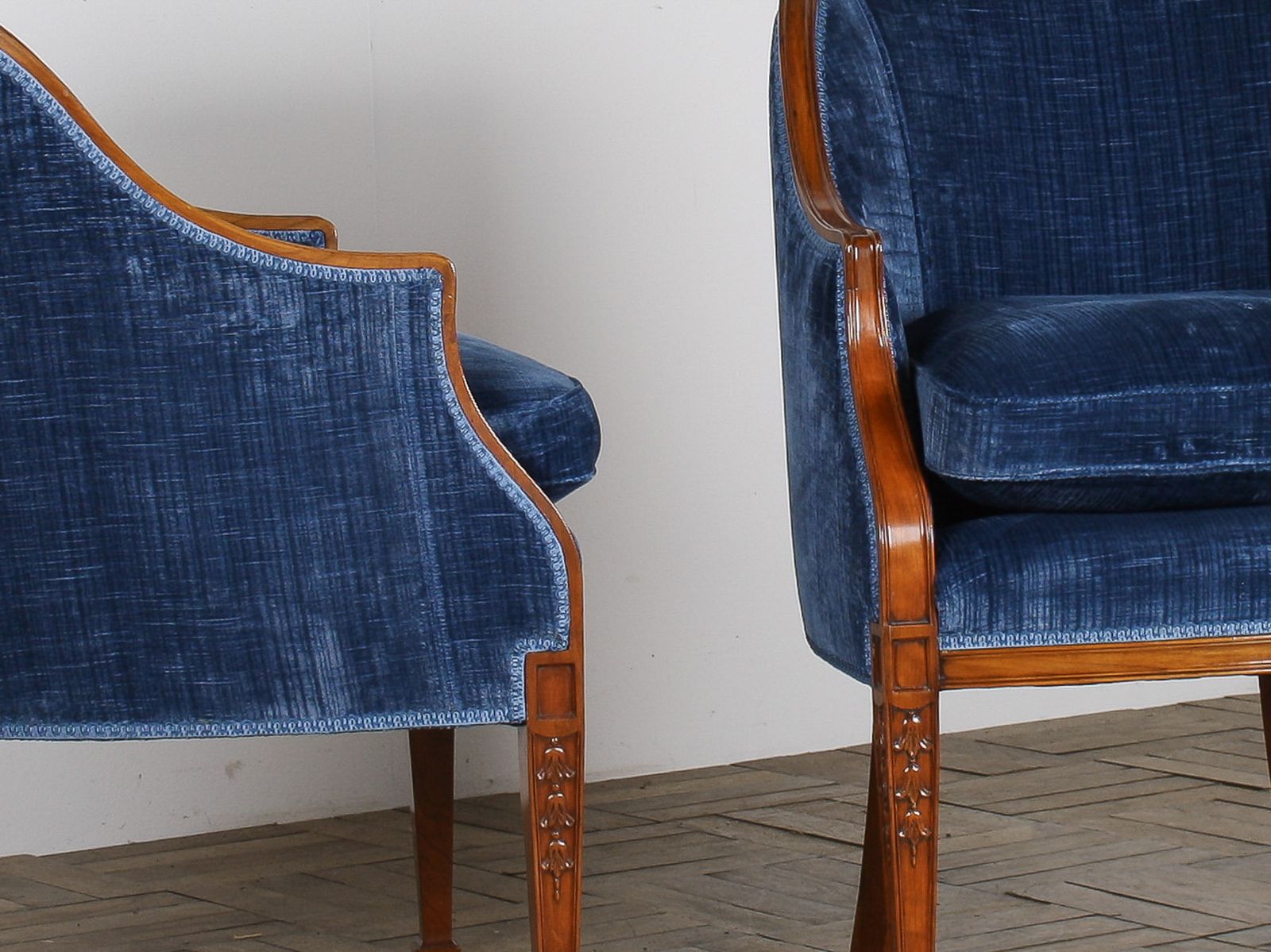 A Exquisite Pair Of Tub Chairs In Royal Blue By Fine Furniture Maker Arthur Brett photo for sale
