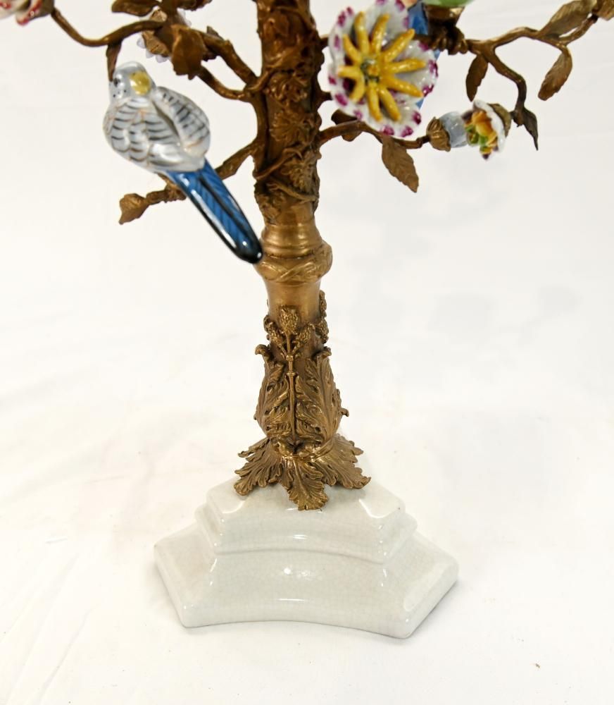 Pair French Gilt Candelabra Bird Porcelain Figural Candles photo buy