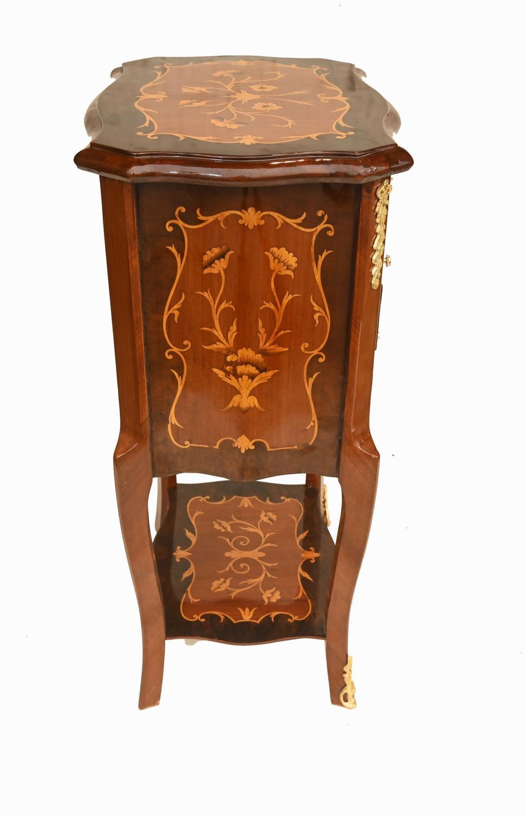 Pair French Kingwood & Marquetry Bedside Tables Louis XV Style photo vinterior
