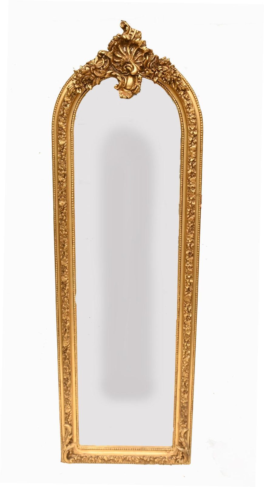 Tall French Wall Mirror Gilt Dressing Glass Rococo 6 Ft 193 Cm