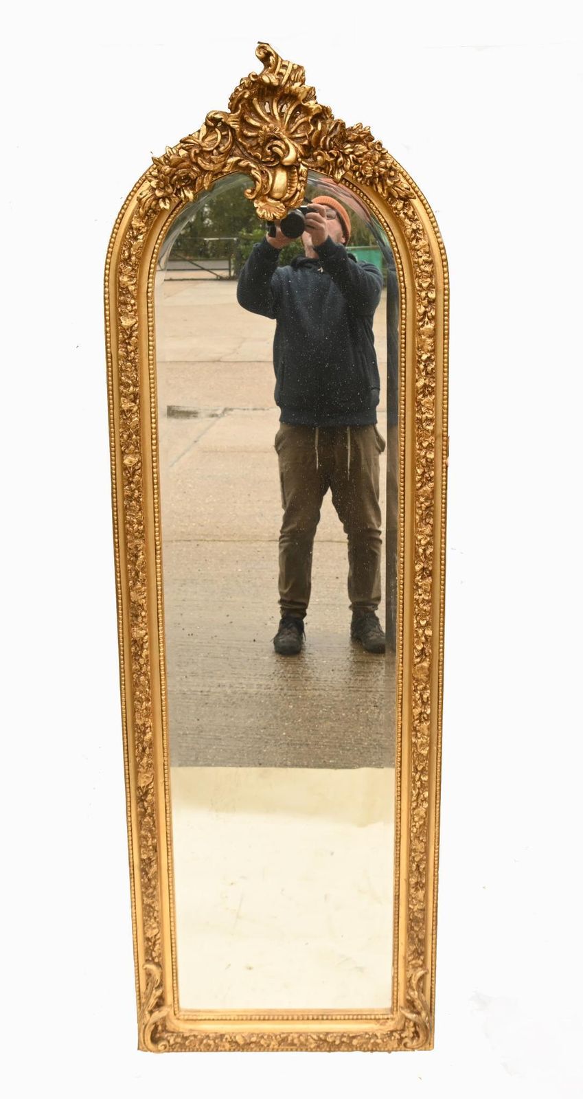 Tall French Wall Mirror Gilt Dressing Glass Rococo 6 Ft 193 Cm photo 695.0