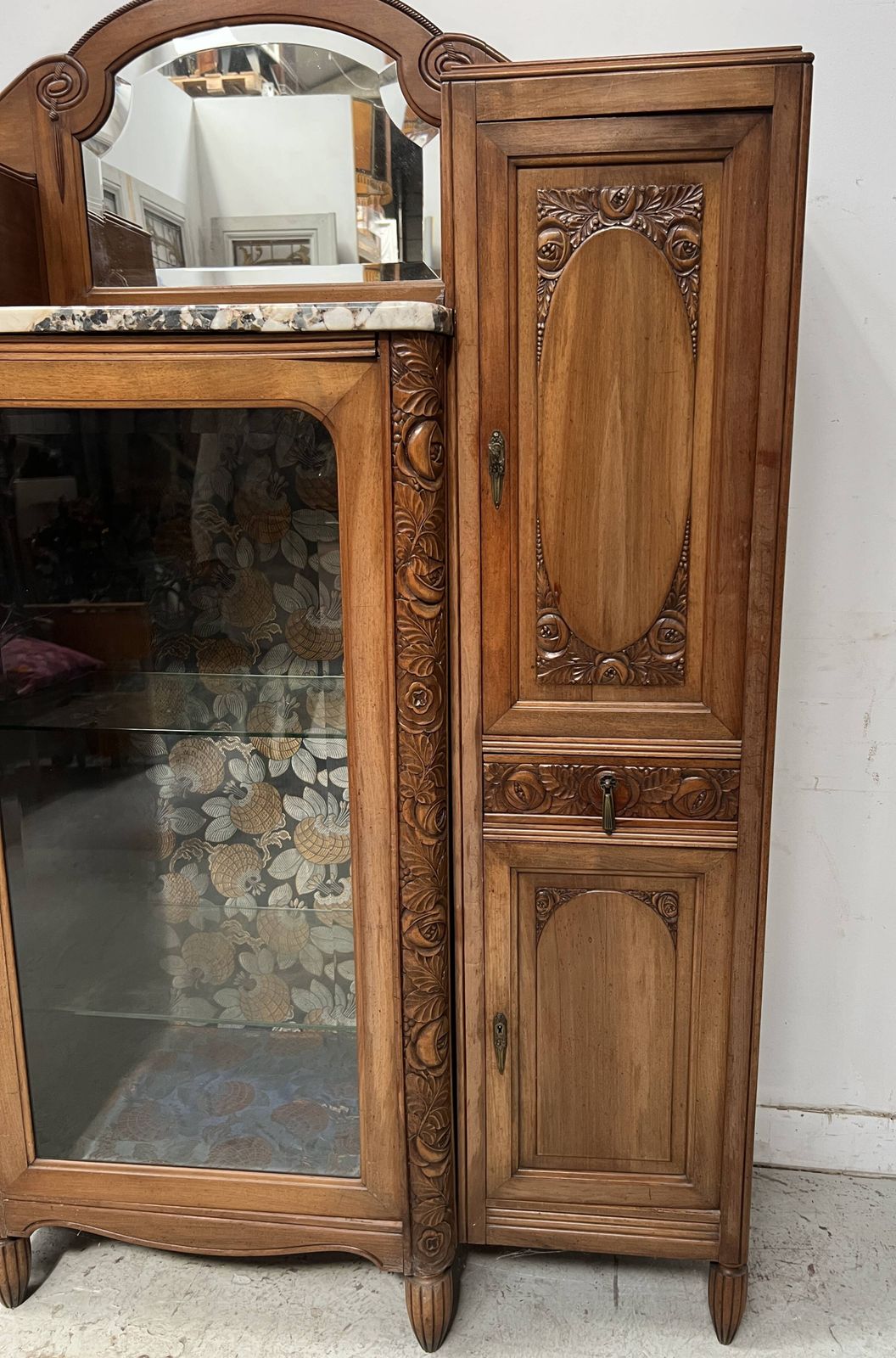 photo vintage Art Deco Buffet In Solid Walnut, 20th Century.