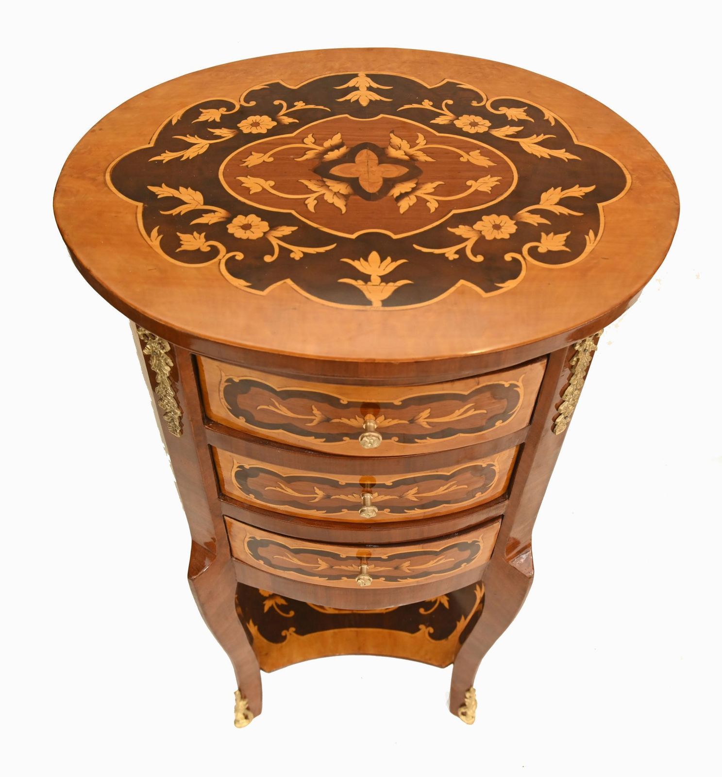 Pair French Marquetry Bedside Chests Nightstands Louis XVI Revival photo Furniture