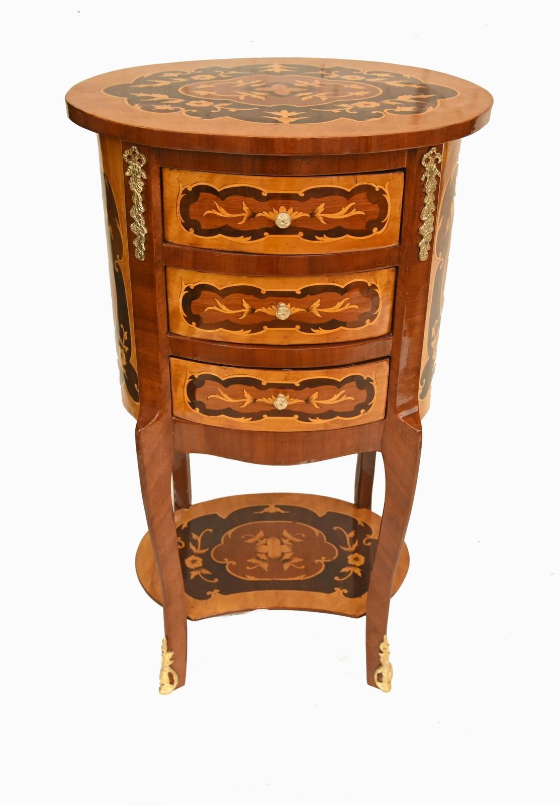 Pair French Marquetry Bedside Chests Nightstands Louis XVI Revival photo vinterior