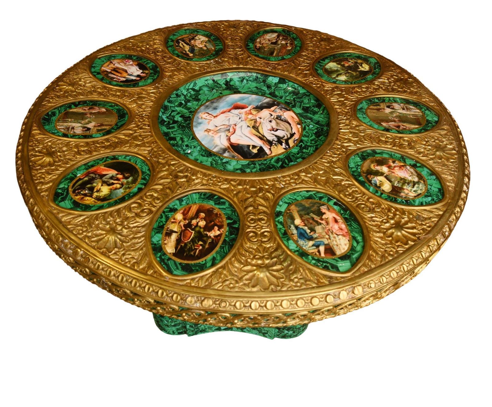 Napoleon III Malachite Centre Table Painted Plaques French Revival photo furniture