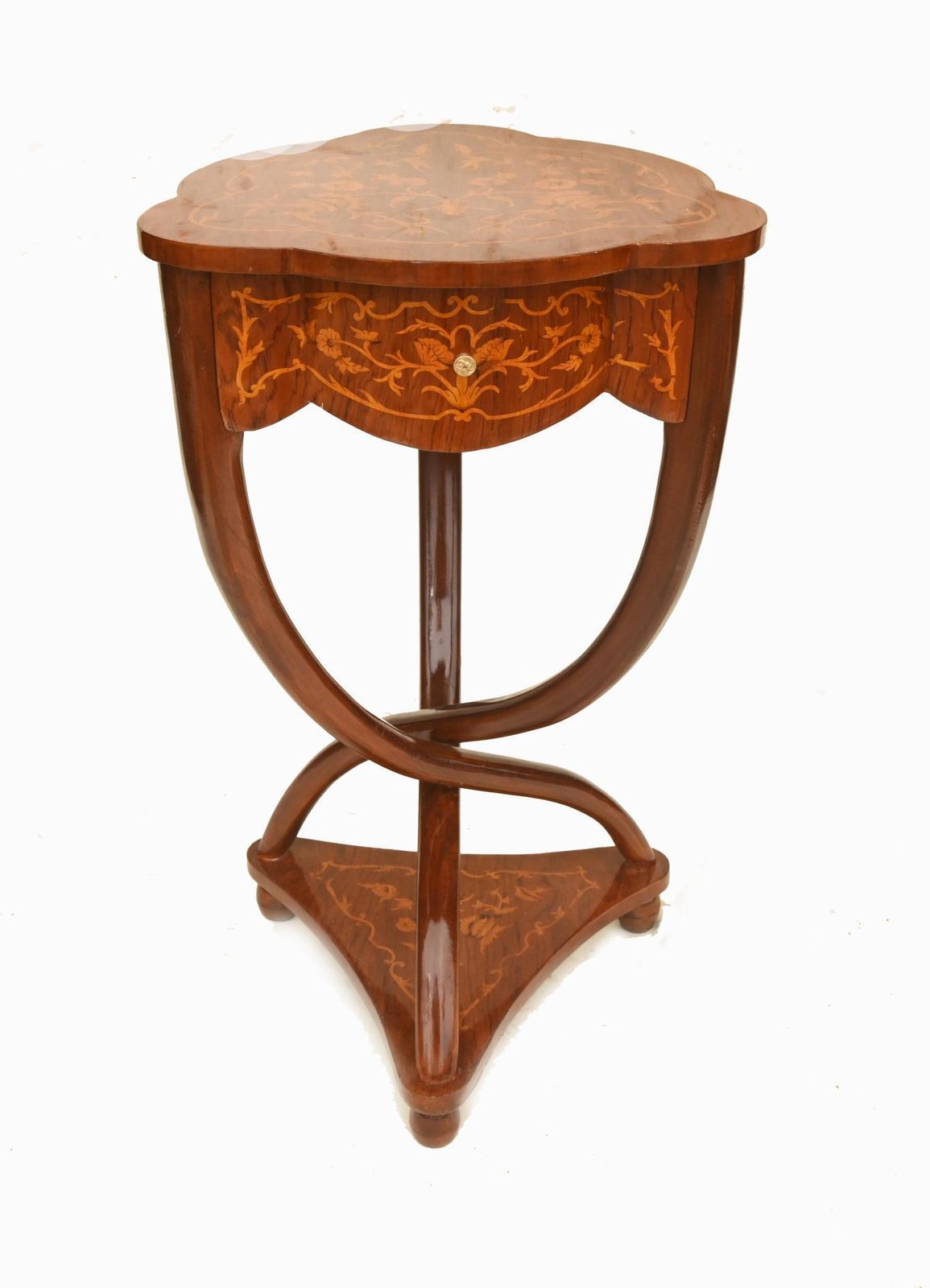 Pair Art Nouveau Revival Side Tables Occasional French Marquetry photo furniture