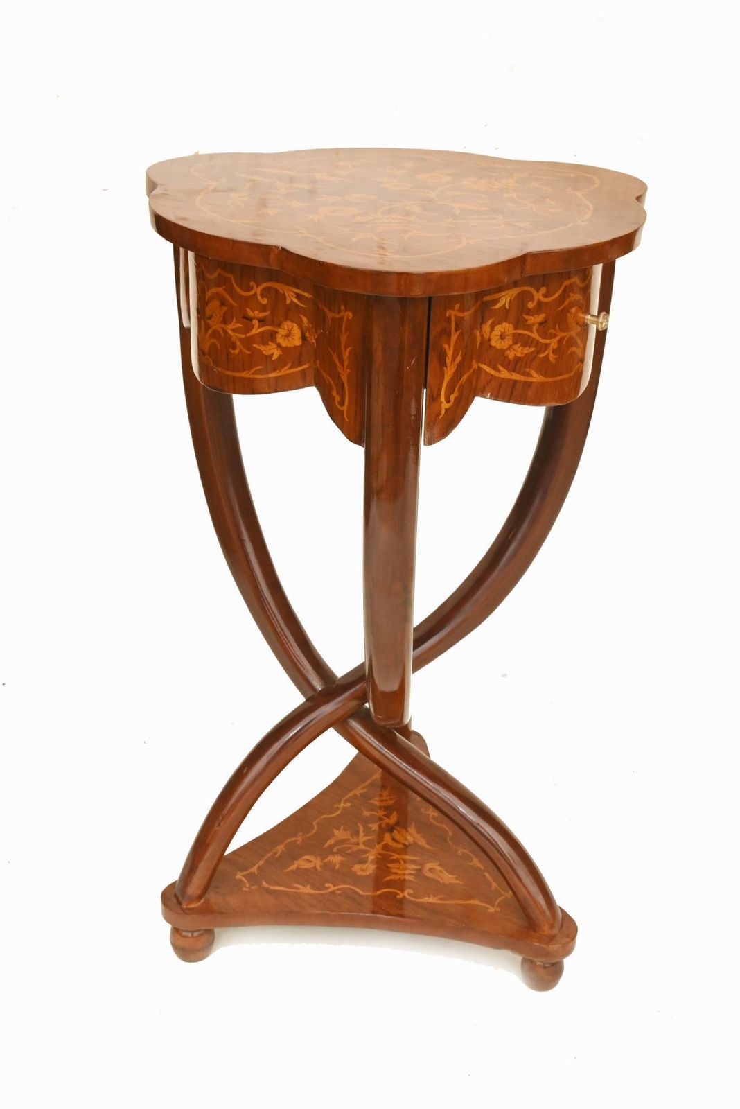 Pair Art Nouveau Revival Side Tables Occasional French Marquetry photo 795.0
