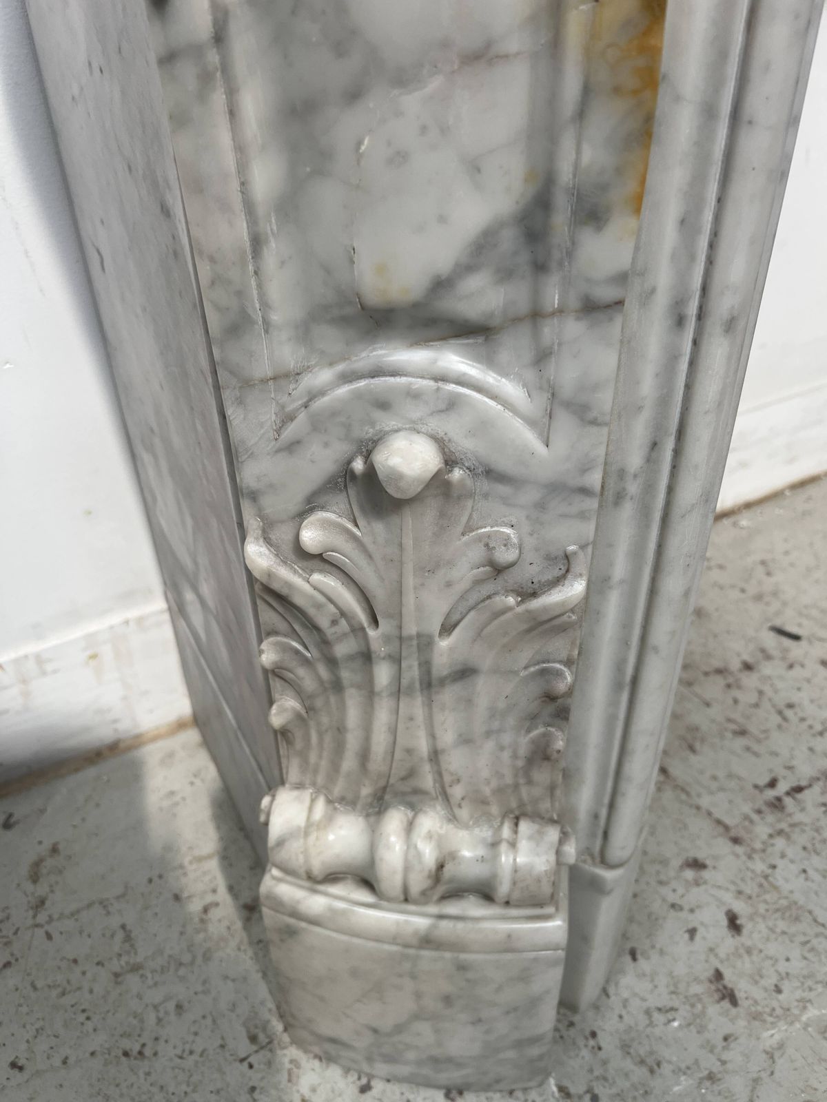 Louis XV Style White Carrara Marble Fireplace, 19th Century. photo for sale