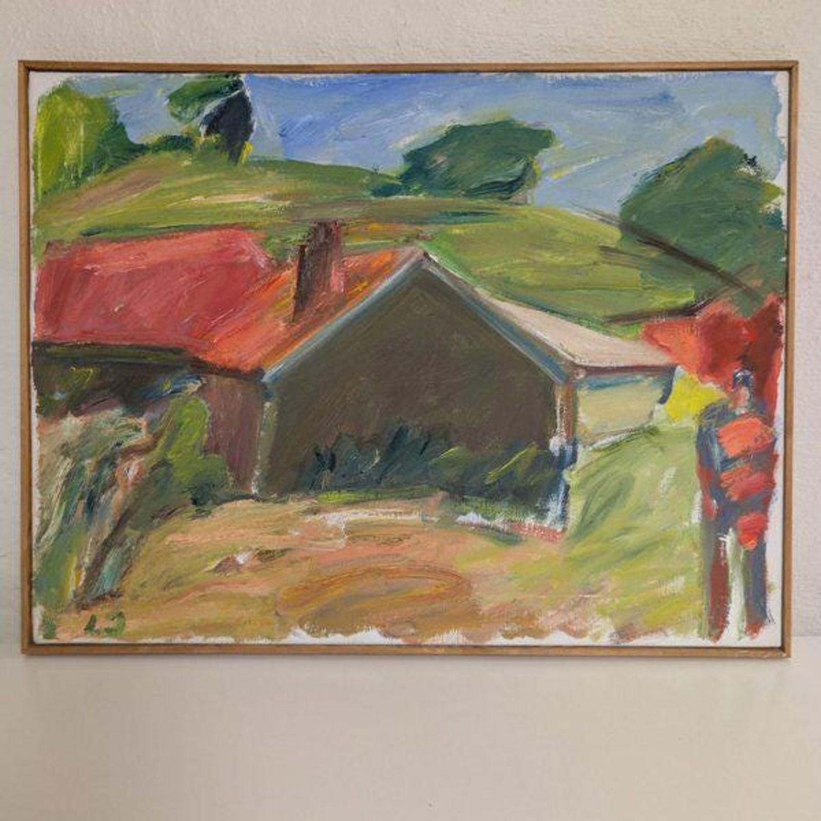 photo furniture Original Oil On Canvas – “Strandhus äleklinta” By Lennart Johansson – Dated 1983 – Vintage & Framed – 60 × 49.5 Cm (23.6" × 19.5")
