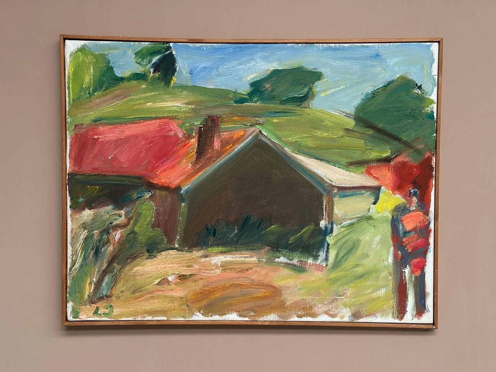 415.0 Original Oil On Canvas – “Strandhus äleklinta” By Lennart Johansson – Dated 1983 – Vintage & Framed – 60 × 49.5 Cm (23.6" × 19.5") photo