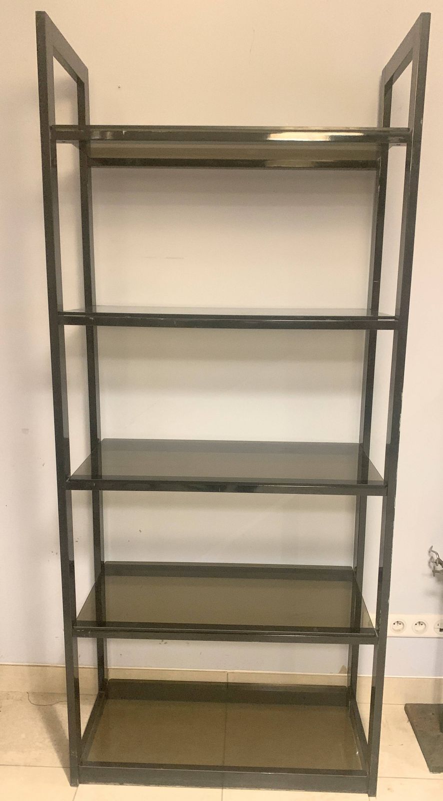 Chrome Metal And Opaque Glass Shelf 20th Century photo furniture