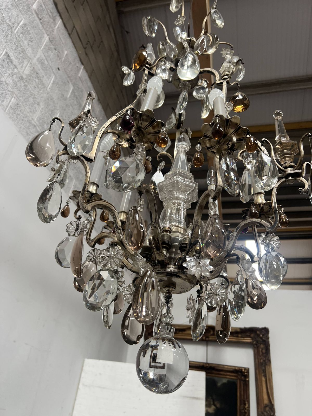 Lighting Lustrous Cage Chandelier In Louis XV Style From The Late 19th Century. photo