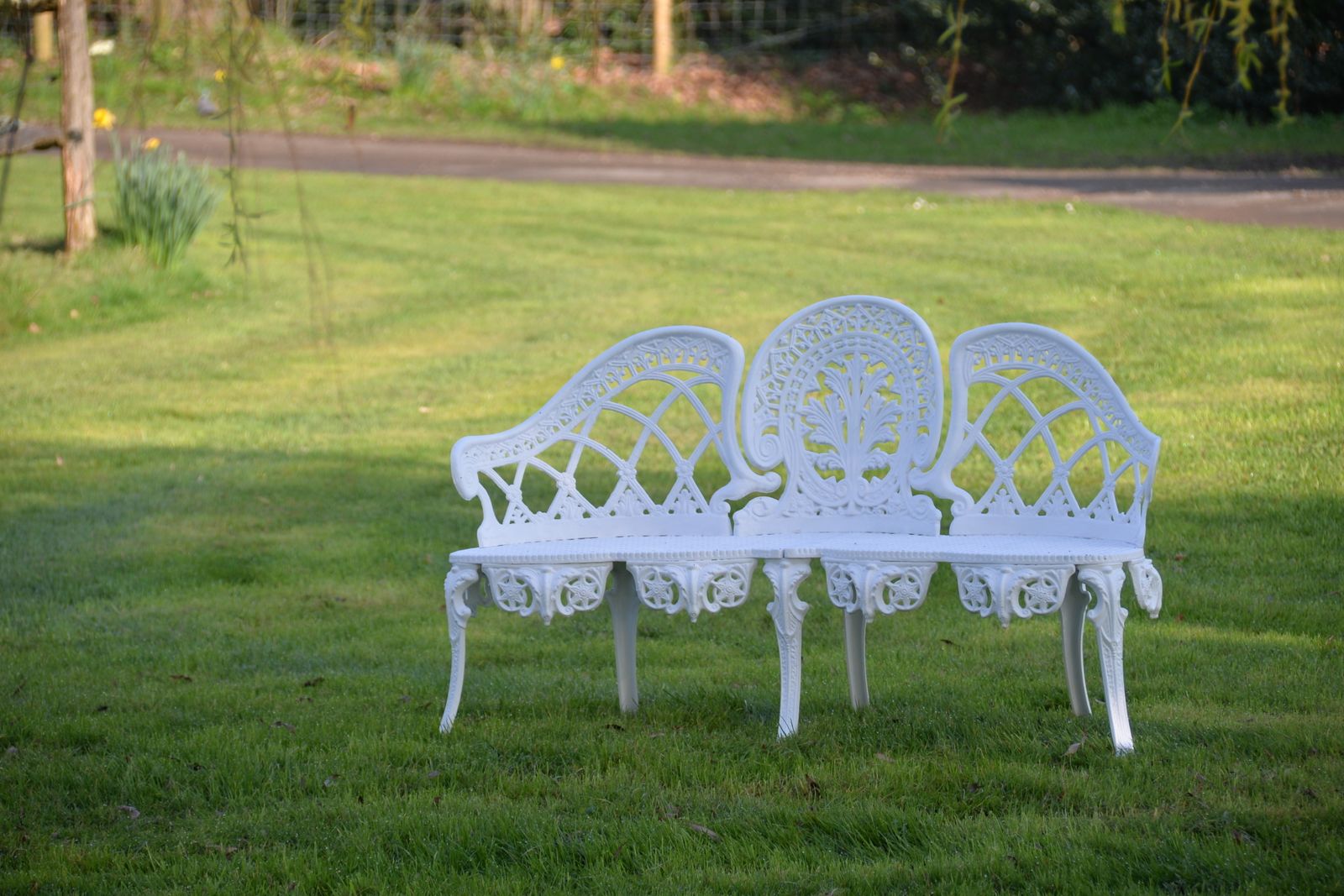 Vintage Cast Aluminium Double Backed Garden Bench photo furniture