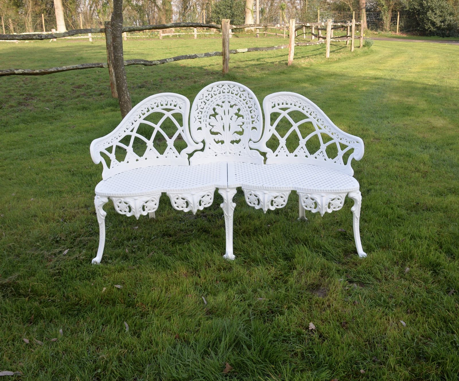 Vintage Cast Aluminium Double Backed Garden Bench photo vinterior