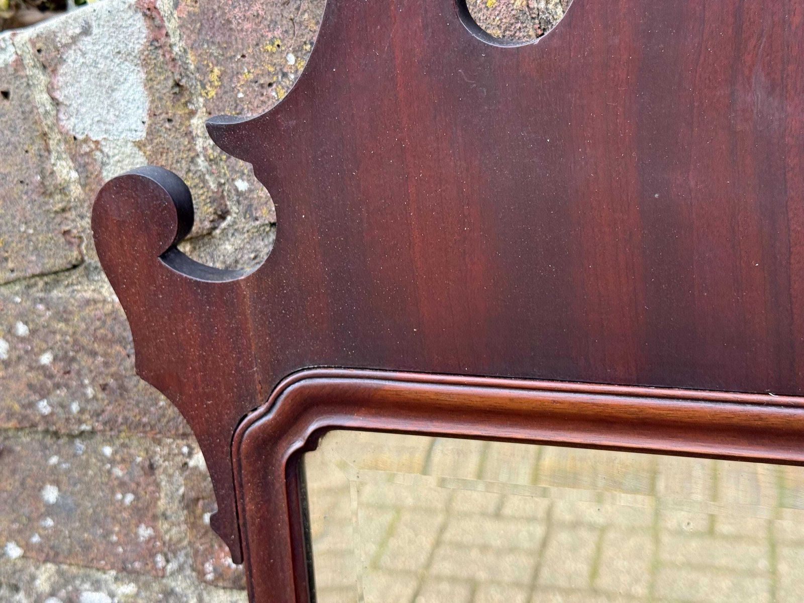 195.0 Vintage Mahogany Chippendale Style Wall Mirror Georgian Revival Late Victorian Decor photo