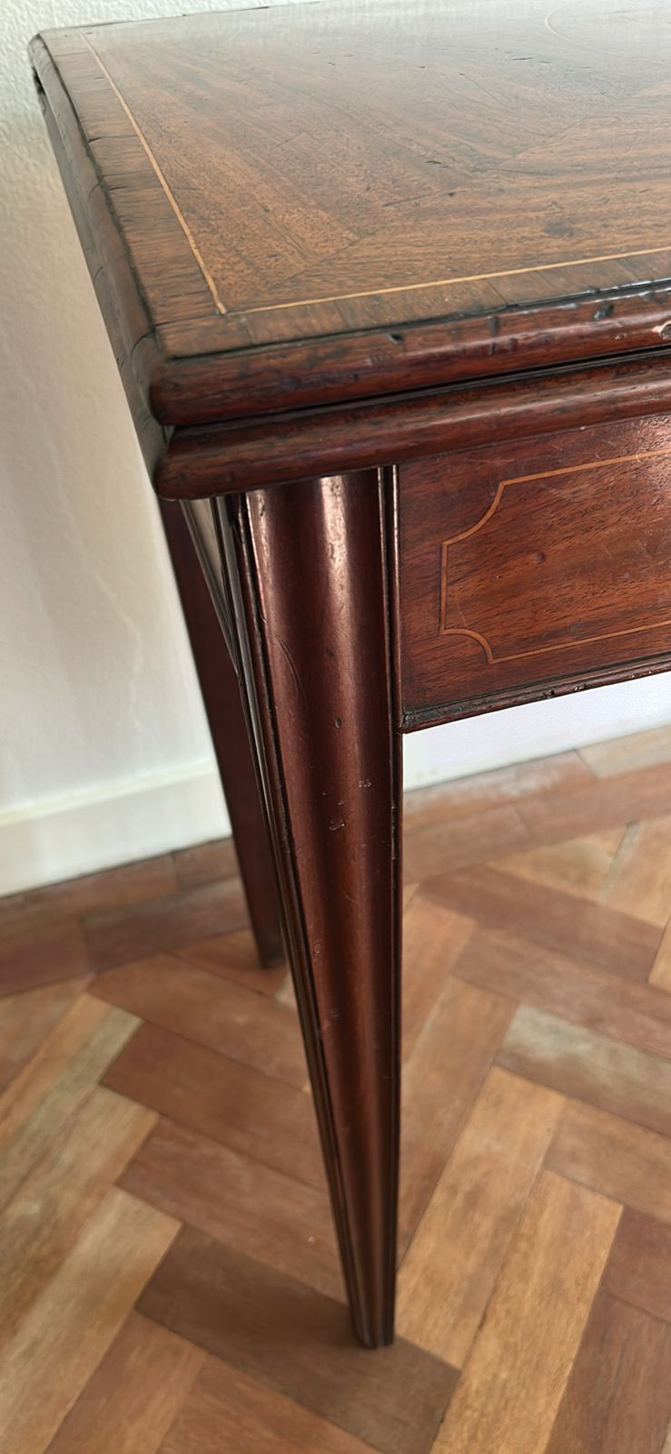 An Antique George III Mahogany Fold Over Card Or Bridge Table photo furniture