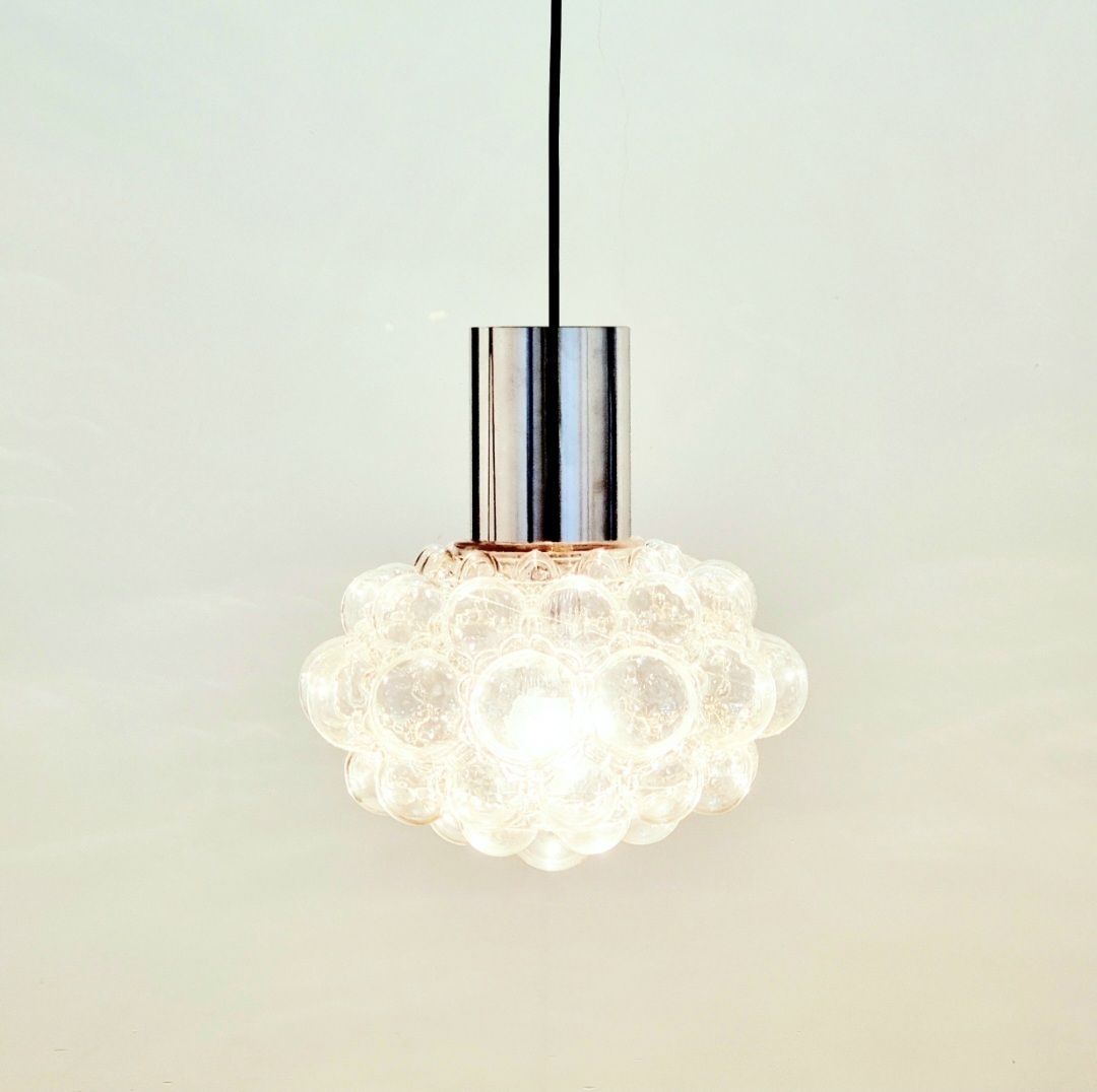 Grote Mid Century Plafondlamp Met Bellenglazuur En Chroom, Door Helena Tynell Voor Limburg, Duitsland, Jaren 1960 photo Verlichting