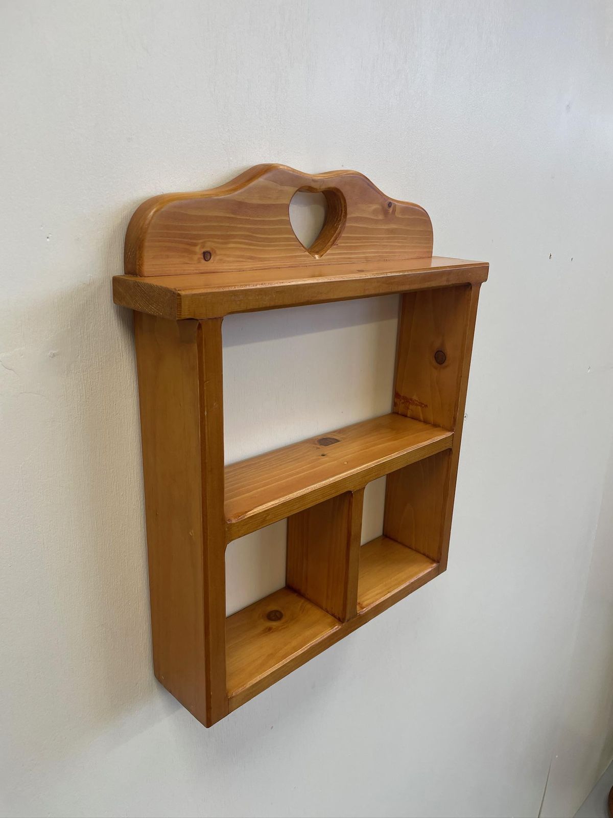 Vintage Wooden Pine Wall Hanging Small Display Shelf photo for sale