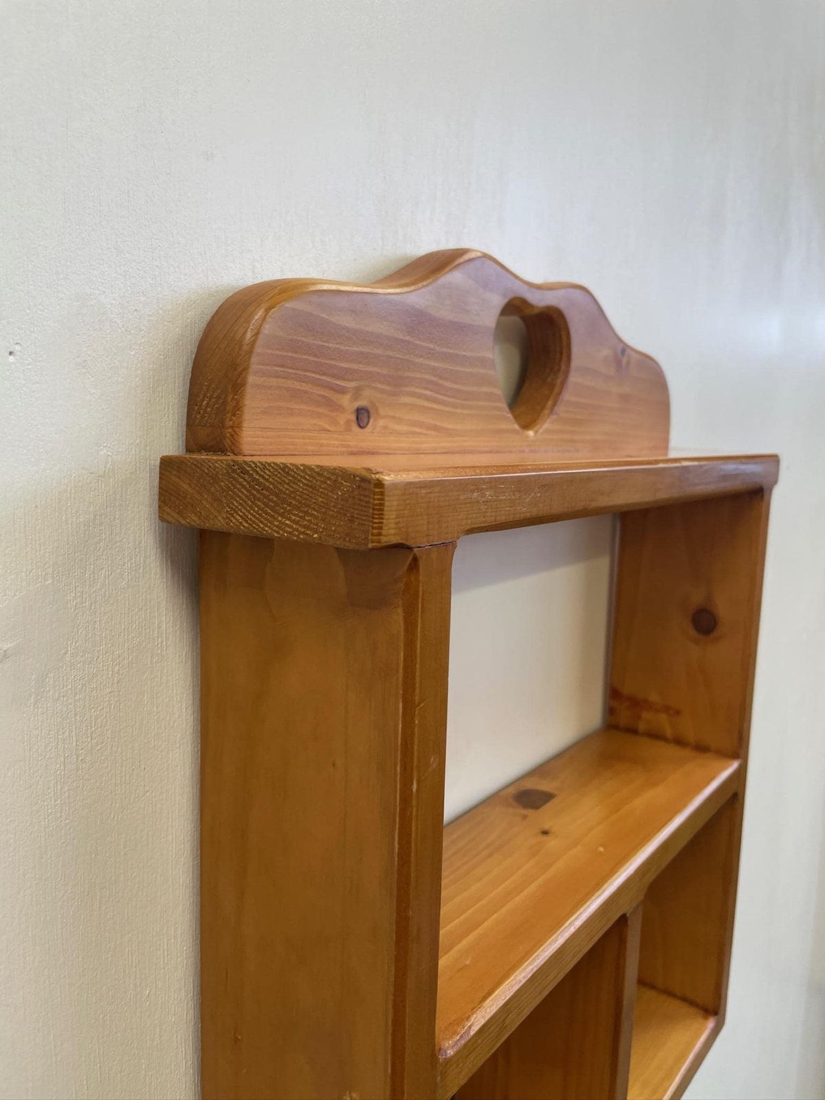 Vintage Wooden Pine Wall Hanging Small Display Shelf photo vintage