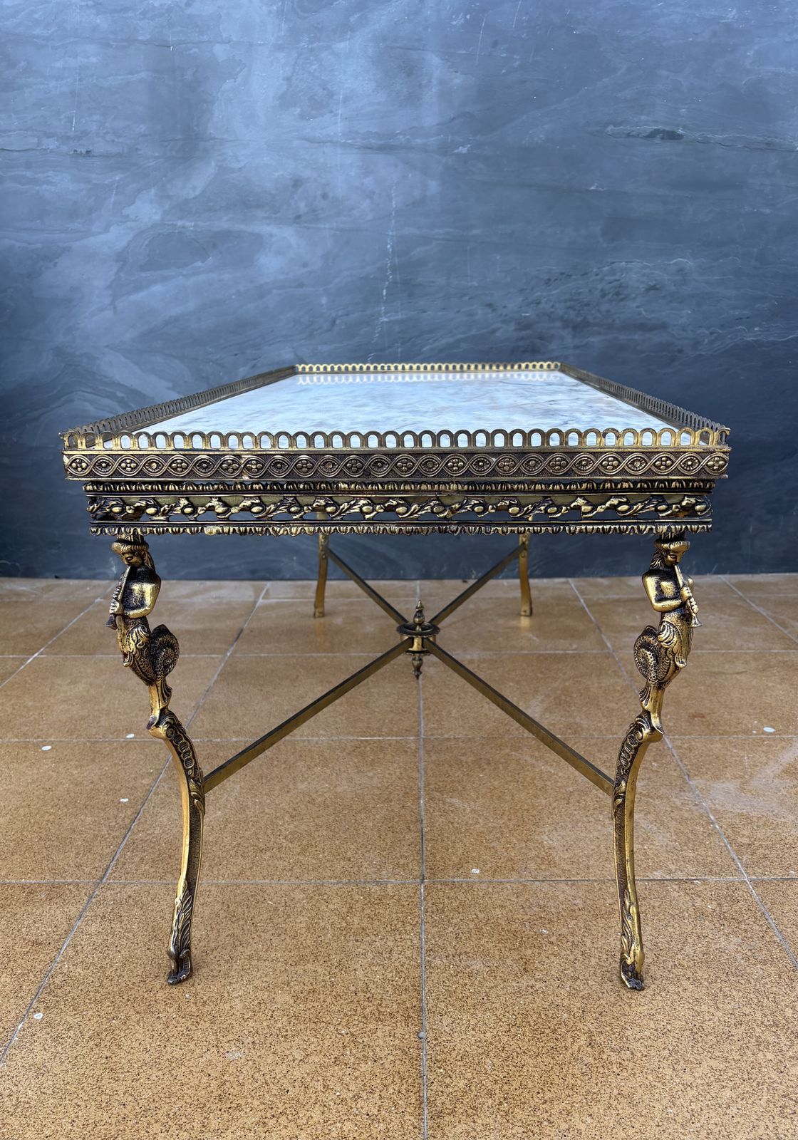 Neoclassical Bronze And Marble Coffee Table With Swan Motifs, 1940s photo 1930.0
