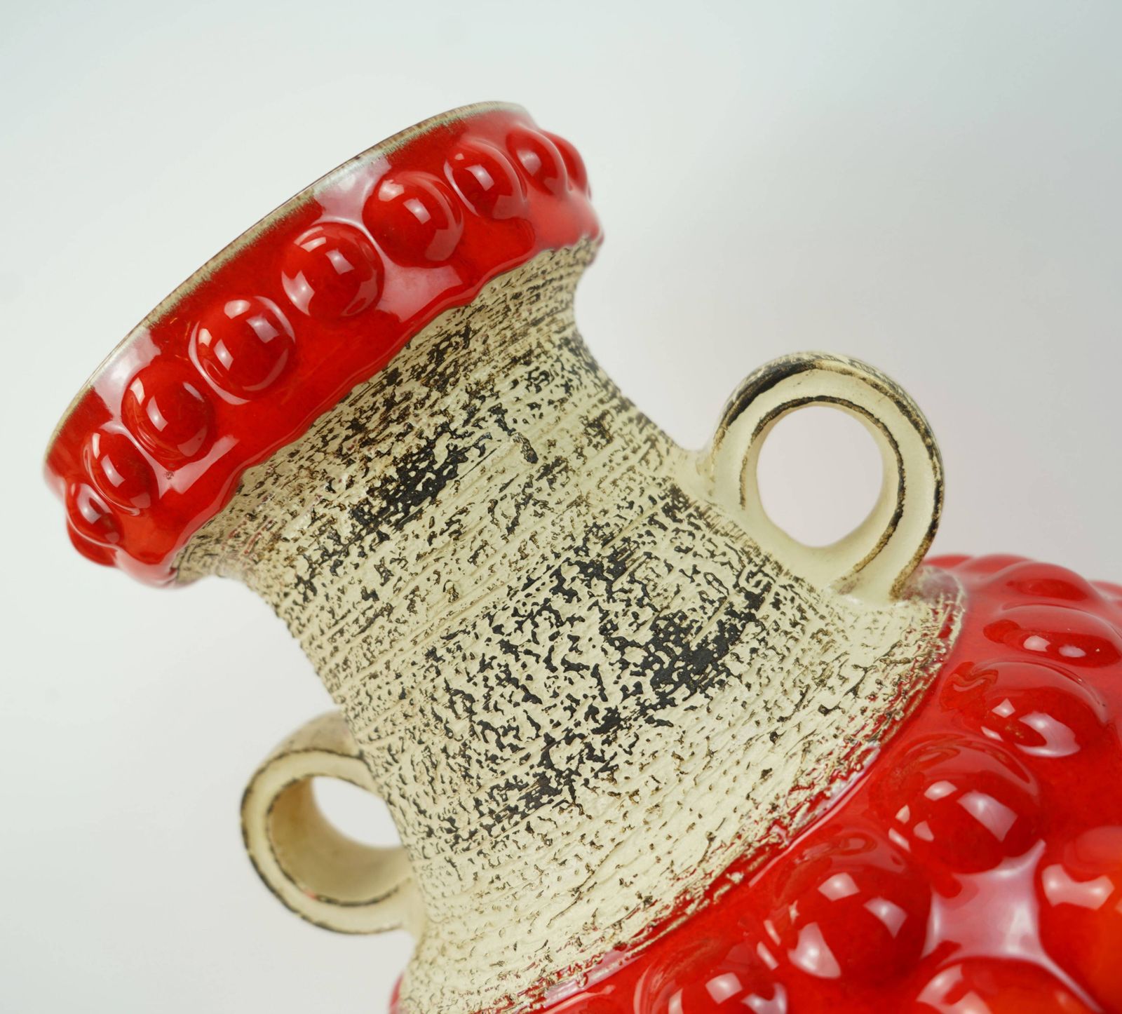 1960s Bay Ceramic Floor Vase, Red And Orange Bubble Decoration, Model 65 45 photo Home Decor