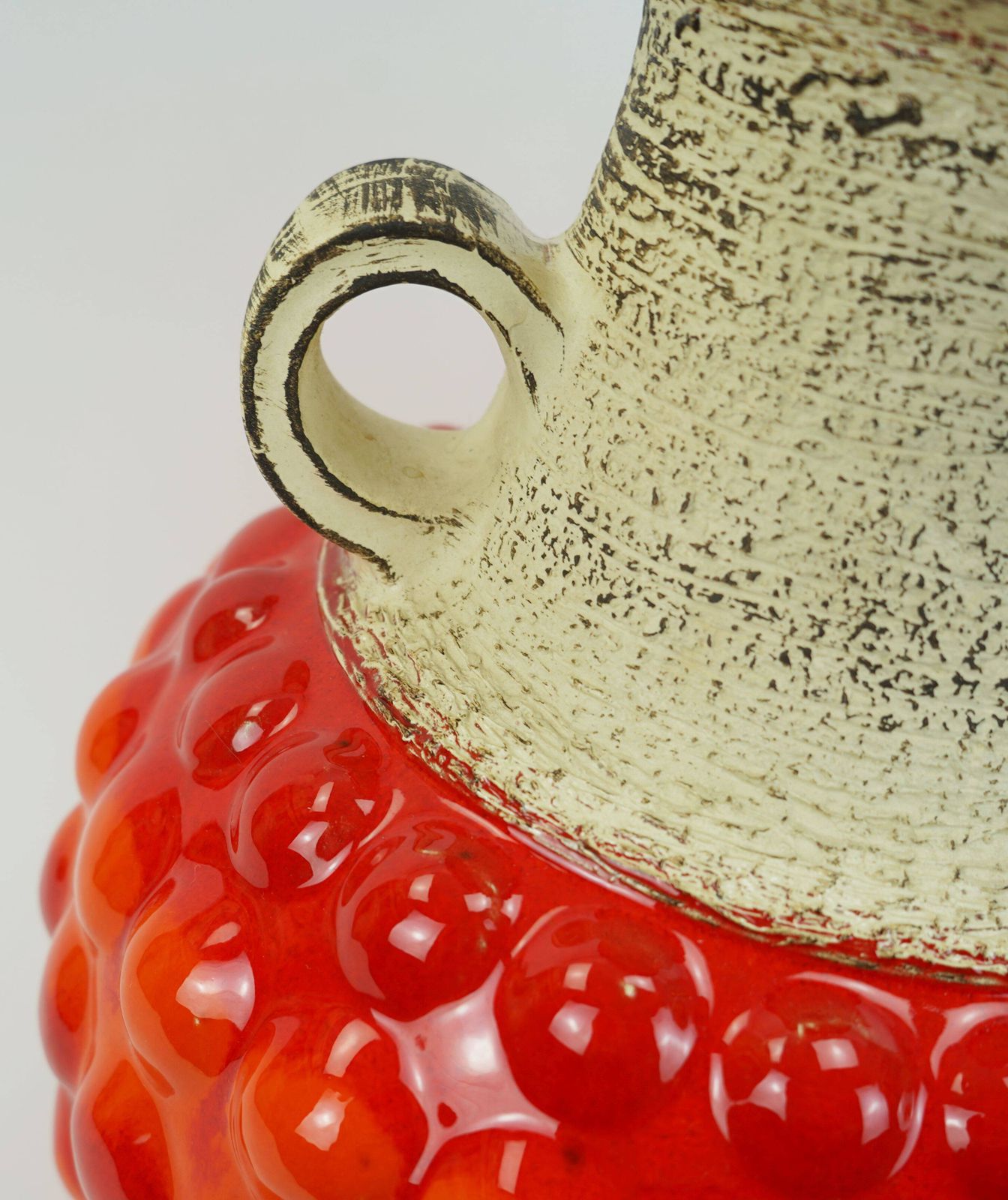 1960s Bay Ceramic Floor Vase, Red And Orange Bubble Decoration, Model 65 45 photo buy