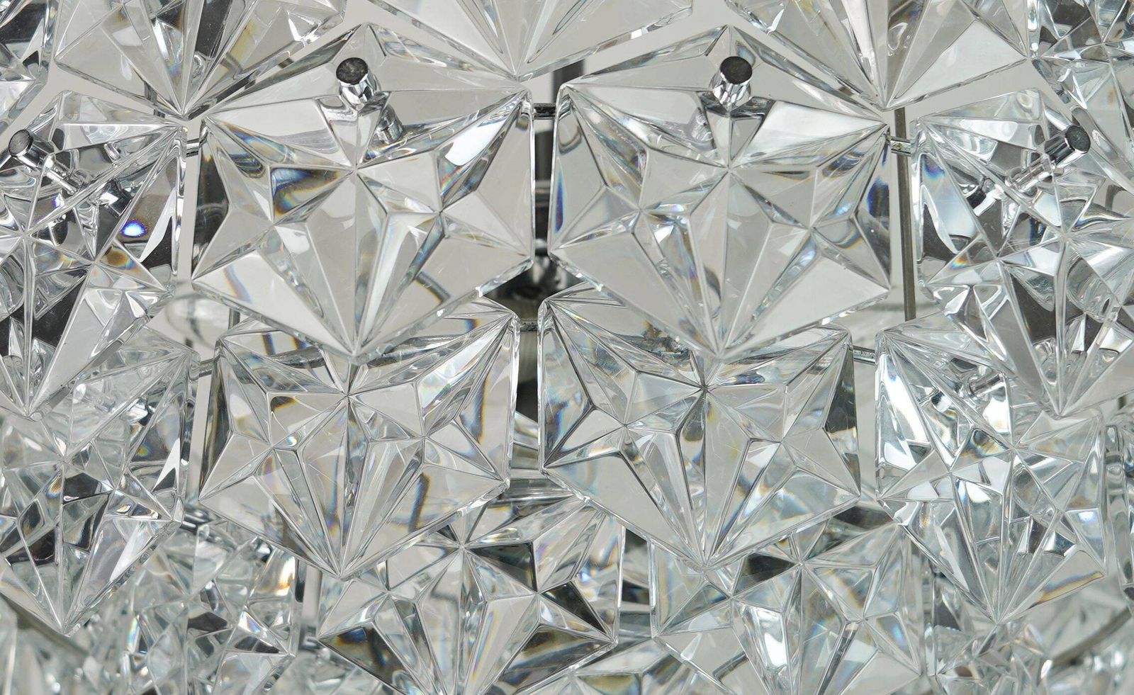 Lighting Kinkeldey Chandelier In Glass And Chrome With 66 Prisms, 1960s photo