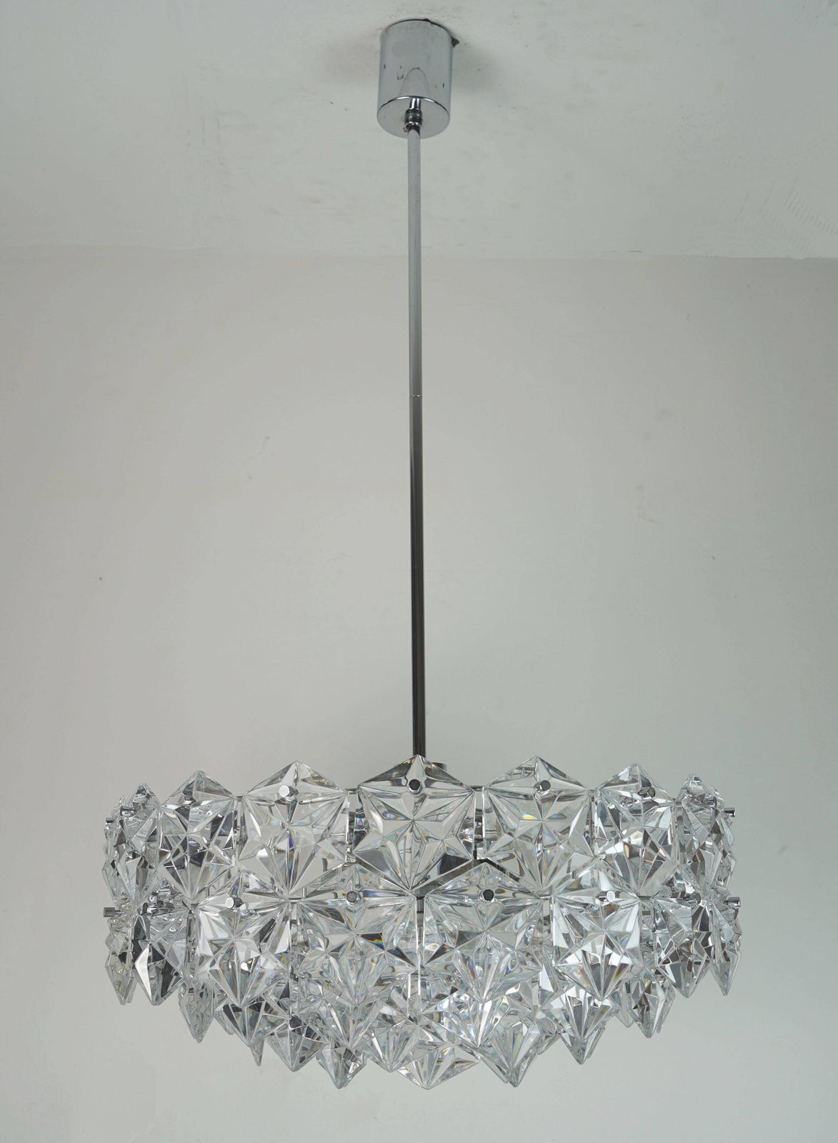 1649.0 Kinkeldey Chandelier In Glass And Chrome With 66 Prisms, 1960s photo