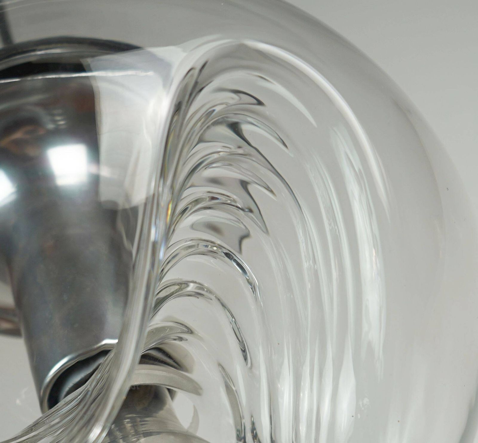 'Wave' Pendant Light In Clear Glass And Chrome By Peill & Putzler, Mid Century, 1960s photo 366.0