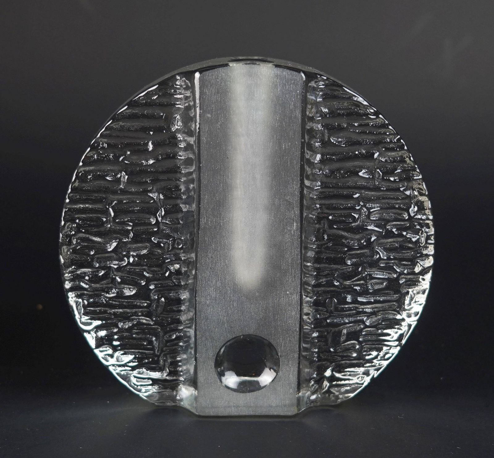Set Of 3 Round Block Walther Glass Soliflore Vases From The 1960s And 70s, Op Art Style photo buy