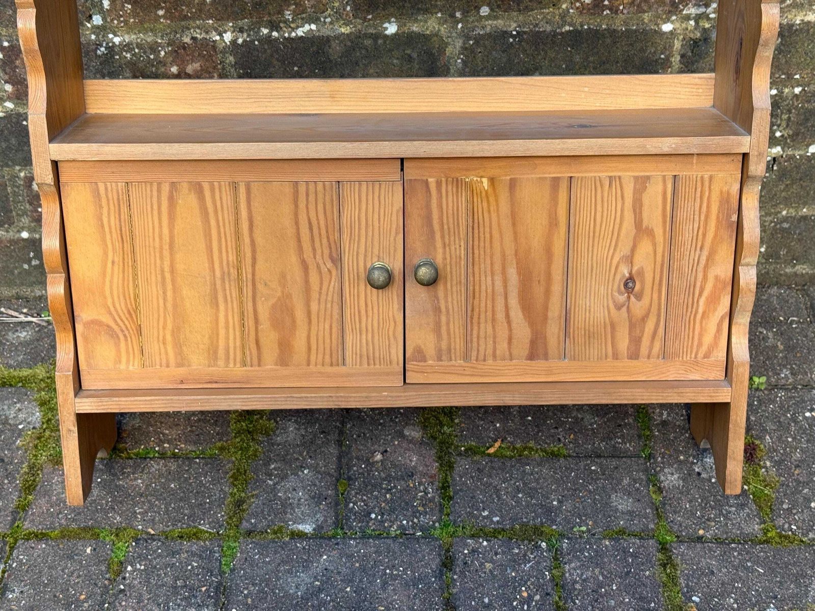 Handmade Rustic Original Pine Wall Shelf And Cupboard – Late 20th Century Country Style (Circa 1970s–1980s), Made In England photo Furniture