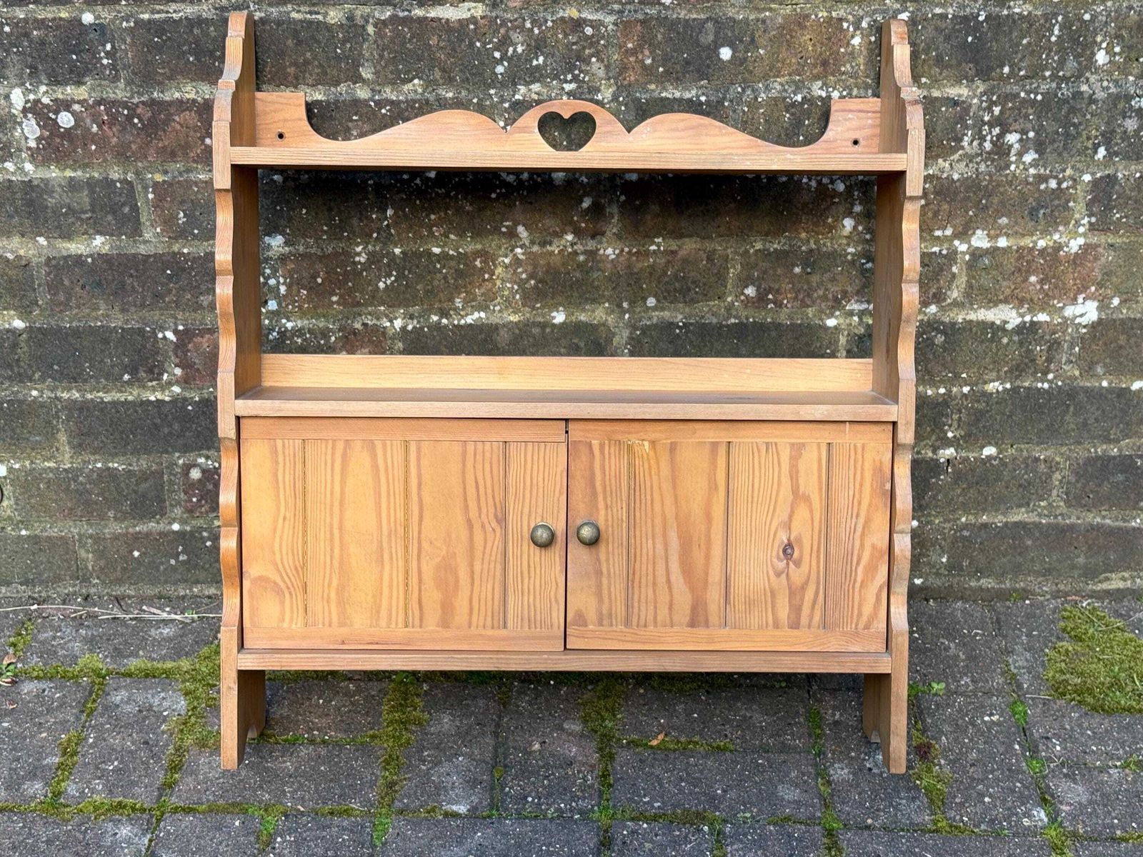 photo furniture Handmade Rustic Original Pine Wall Shelf And Cupboard – Late 20th Century Country Style (Circa 1970s–1980s), Made In England