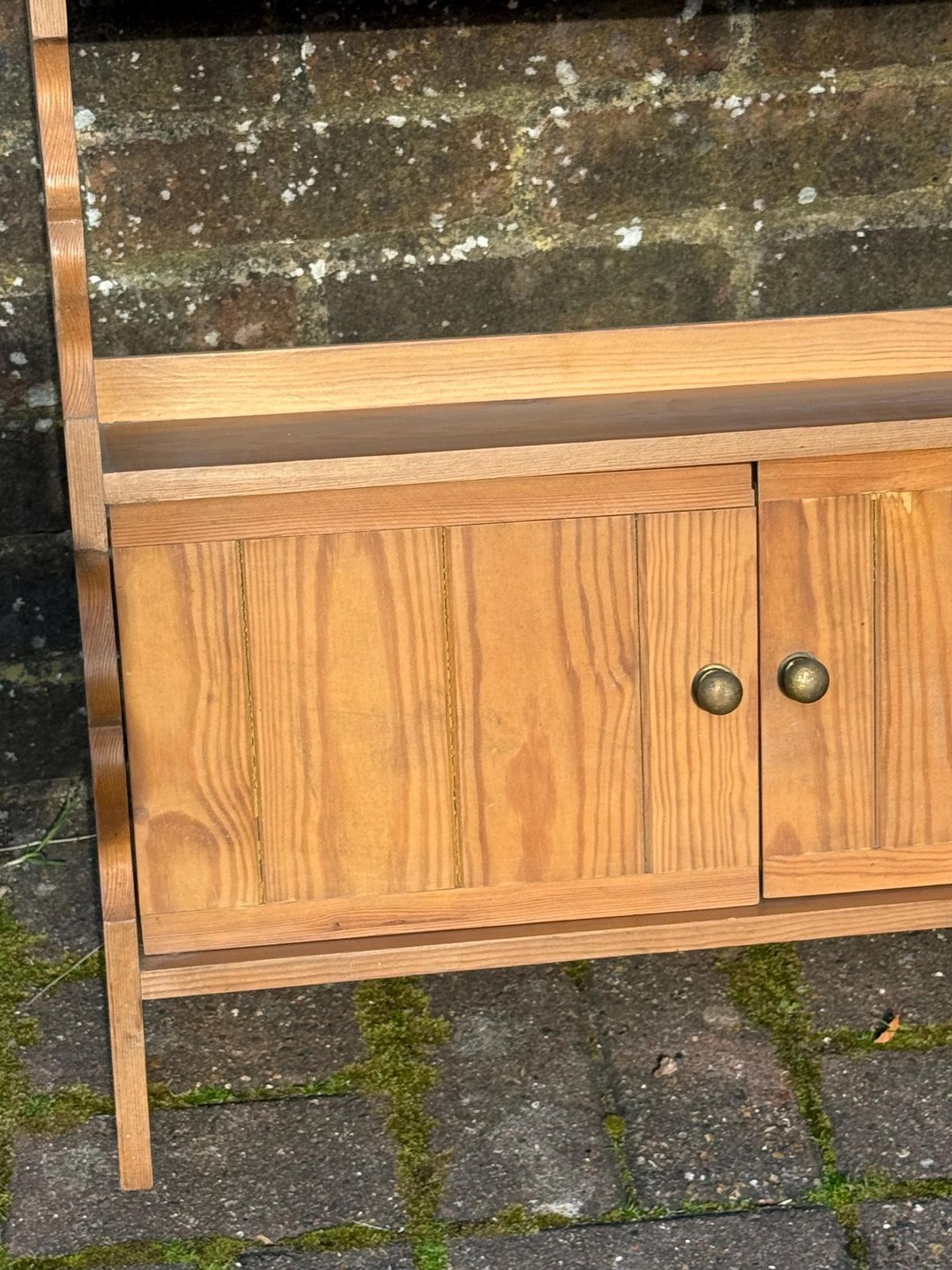 210.0 Handmade Rustic Original Pine Wall Shelf And Cupboard – Late 20th Century Country Style (Circa 1970s–1980s), Made In England photo
