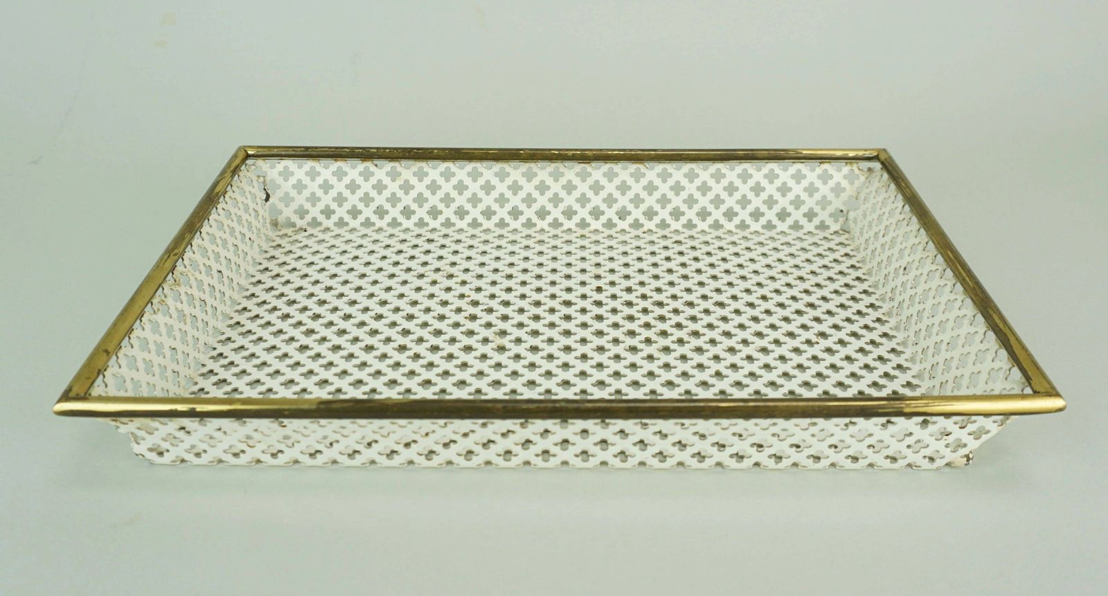 Vintage Tray, Perforated Metal And Brass, Attr. To Mathieu Matégot 50s photo for sale