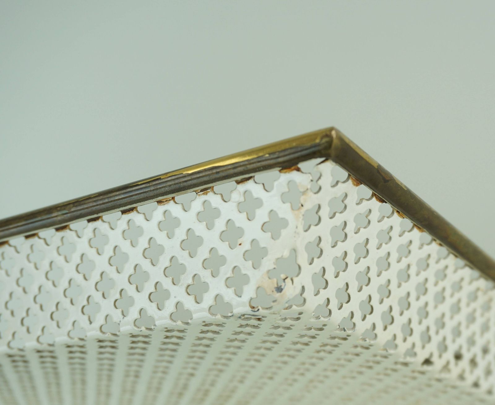 Home Decor Vintage Tray, Perforated Metal And Brass, Attr. To Mathieu Matégot 50s photo
