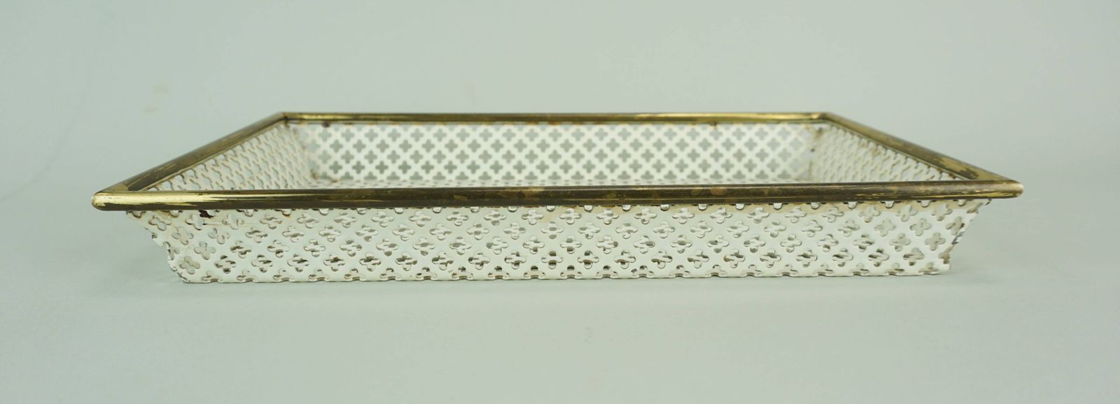 253.0 Vintage Tray, Perforated Metal And Brass, Attr. To Mathieu Matégot 50s photo