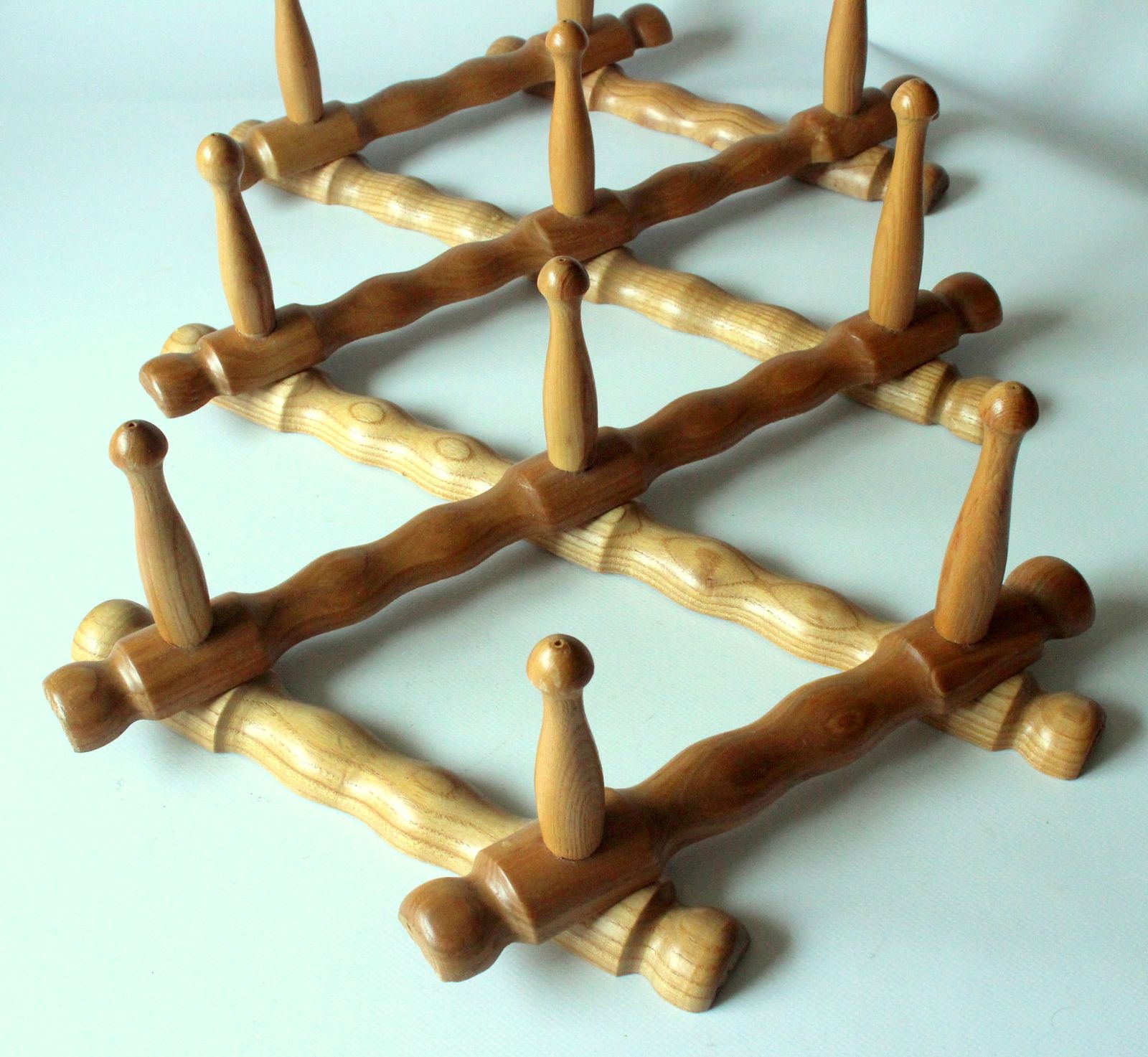 Extendable Wooden Wall Mounted Coat Rack With 10 Hooks   Vintage From The 70s photo Furniture