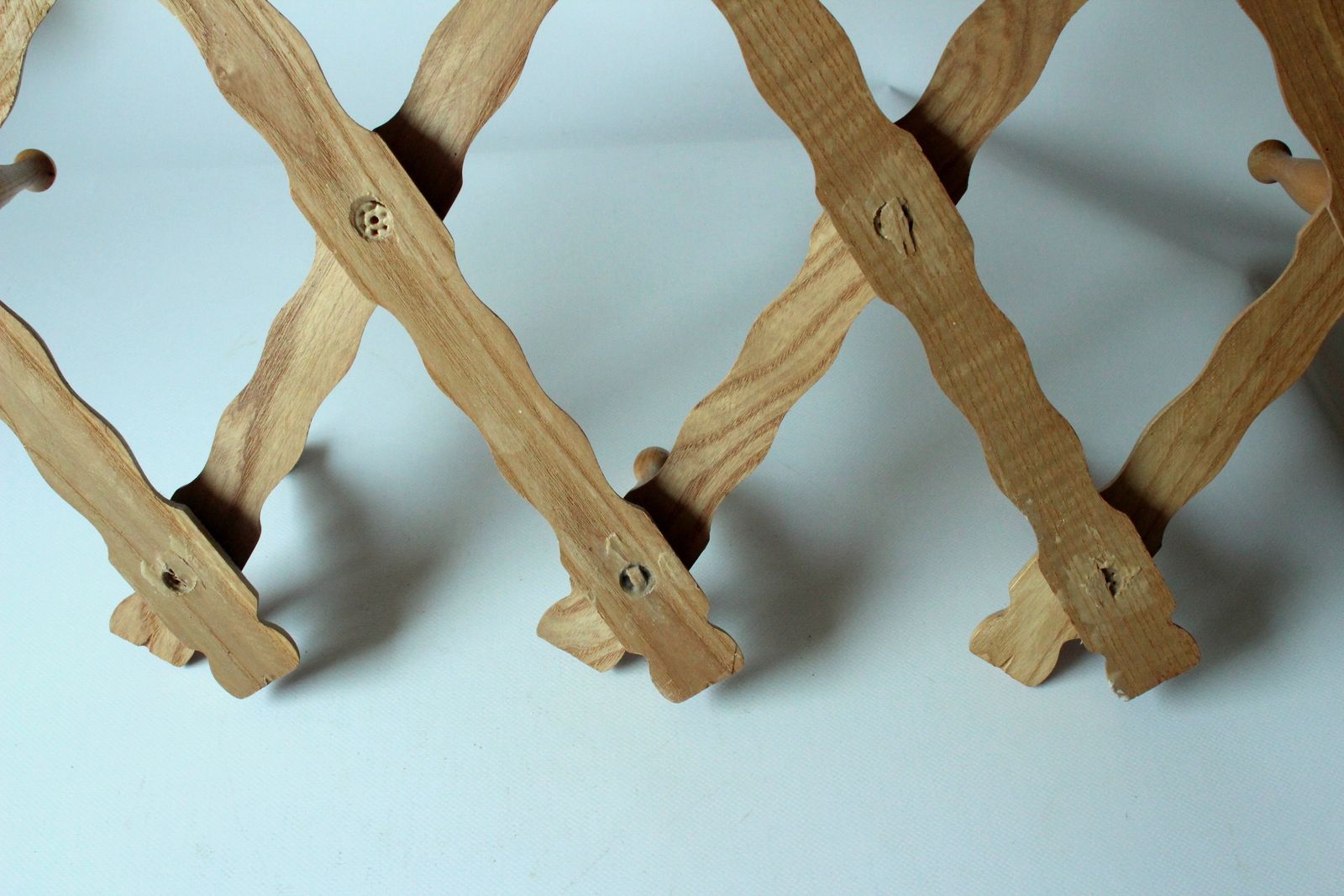 Extendable Wooden Wall Mounted Coat Rack With 10 Hooks   Vintage From The 70s photo buy