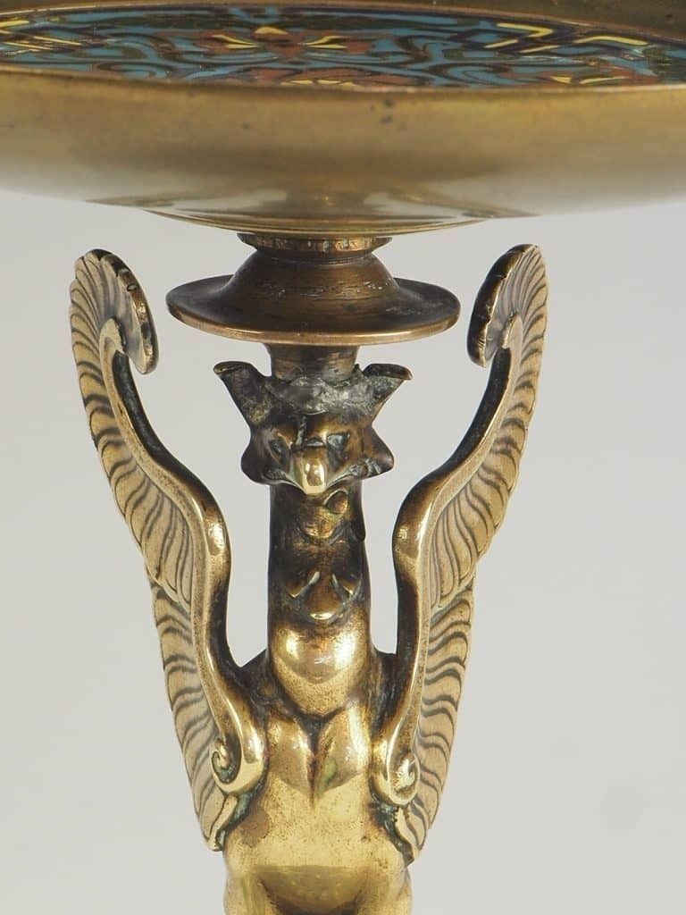 19th Century Ferdinand Barbedienne Gilt Bronze And Cloisonné Enamel Tazza Dish photo vintage