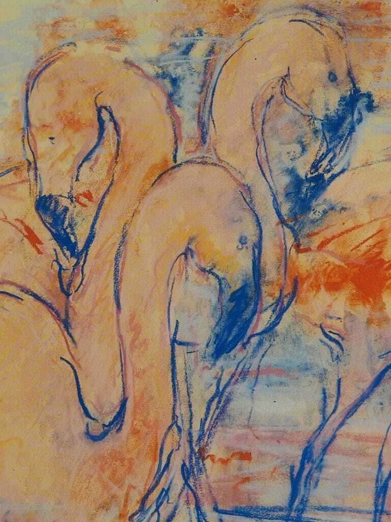 Framed Original Vintage London Underground Poster Flamingoes By Tube Golders Hill Park photo vintage