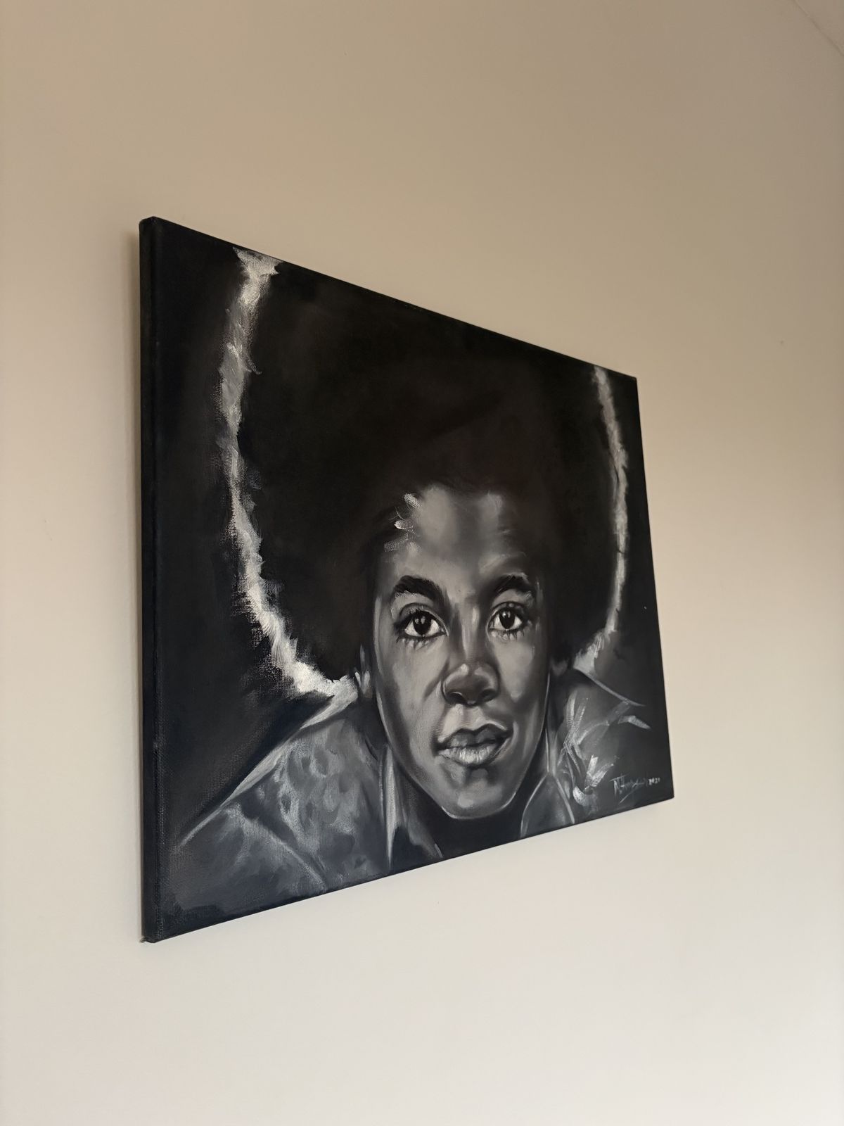 Black And White Painting Of Child Michael Jackson photo for sale