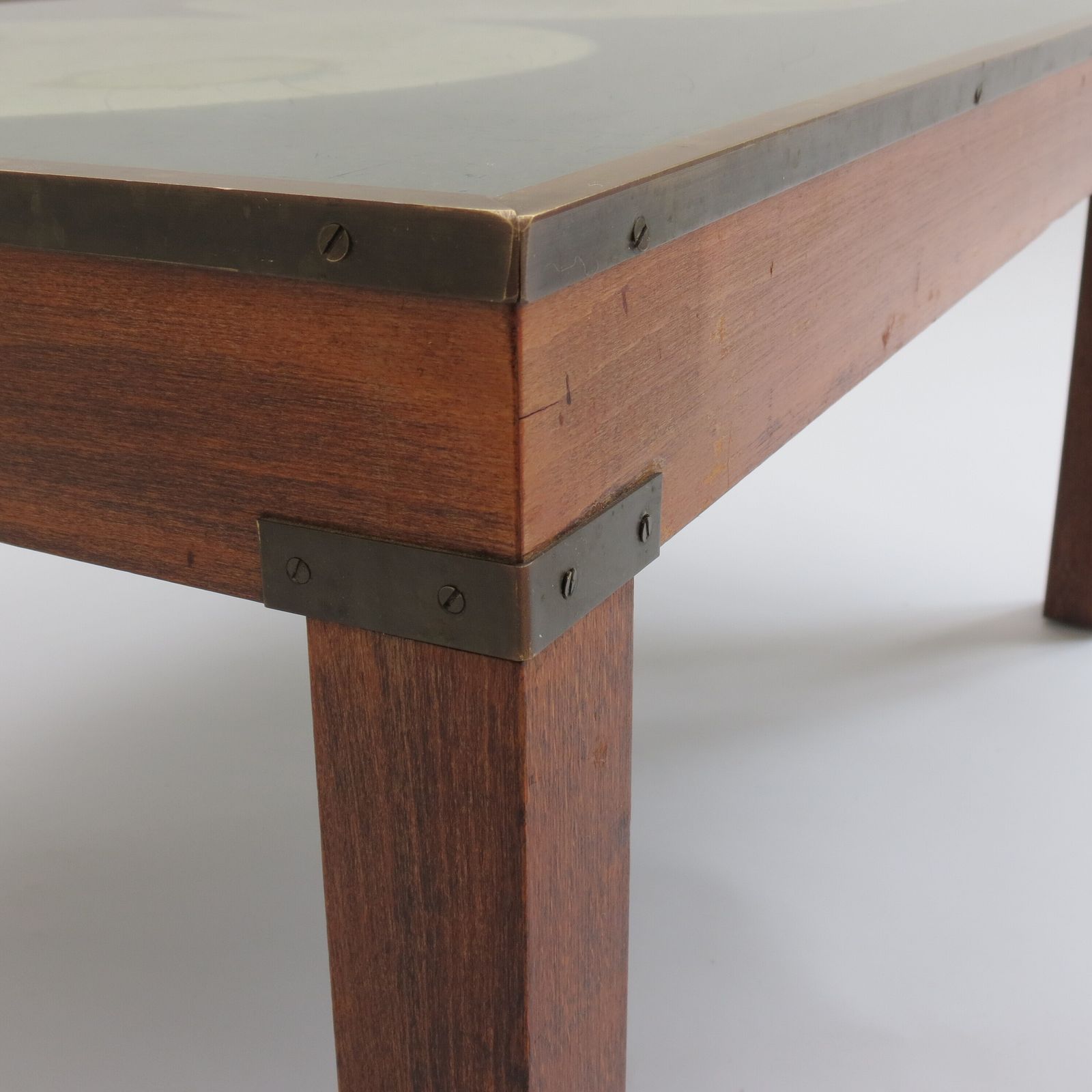 1970s Maison Jansen Campaign Style Coffee Table World Map photo Furniture