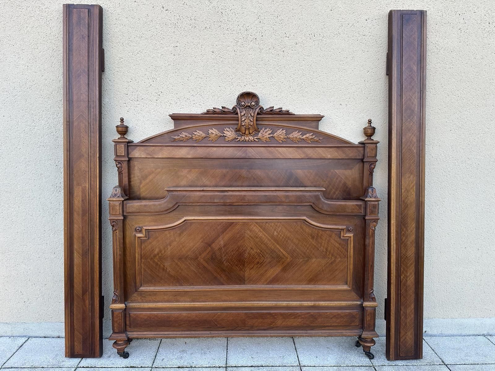photo buy Antique French Carved Double Bed Frame Louis XVI Style