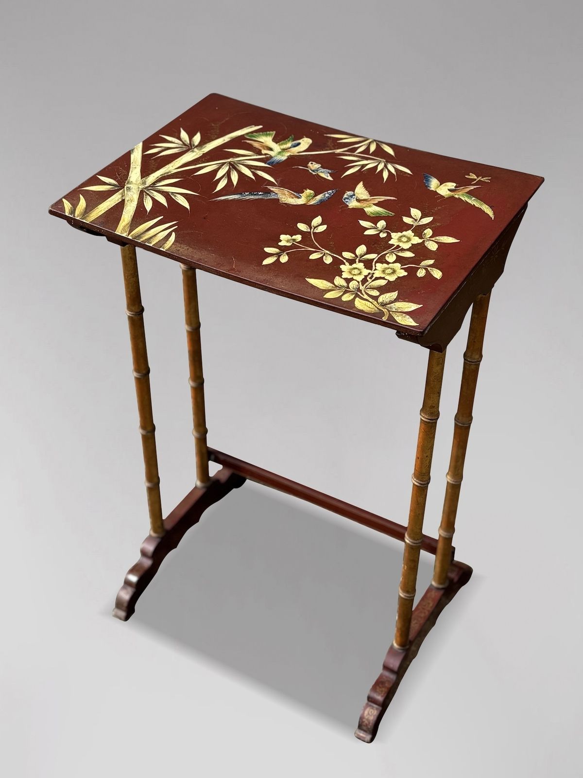 photo for sale 19th Century French Nest Of 4 Stacking Floral Painted Tables