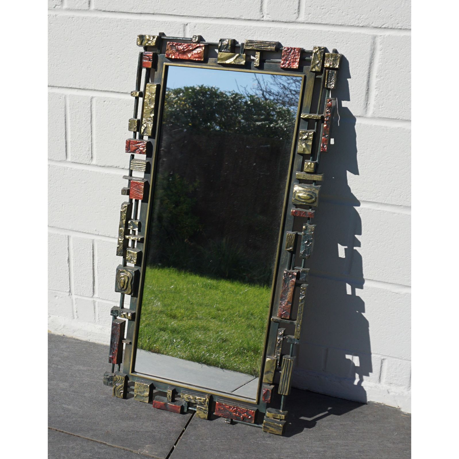 Brutalist Syroco New York Wall Mirror Resin Frame Mid Century American Coloured